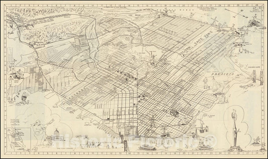 Historic Map : San Francisco,  1939, Vintage Wall Art