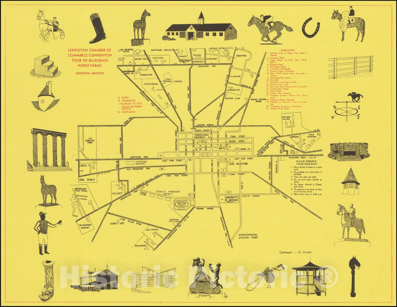 Historic Map : Horse RacingLexingtonKentucky, 1935, Vintage Wall Art