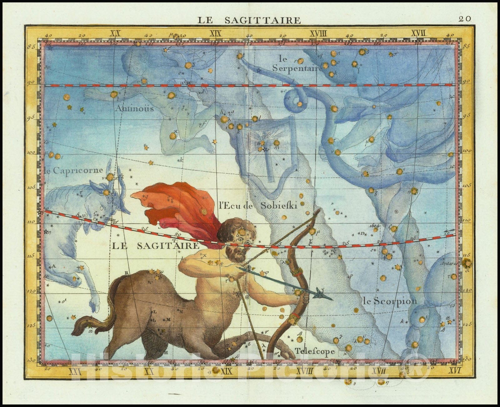 Historic Map : La Satittaire, Sagittarius, 1795, Vintage Wall Art