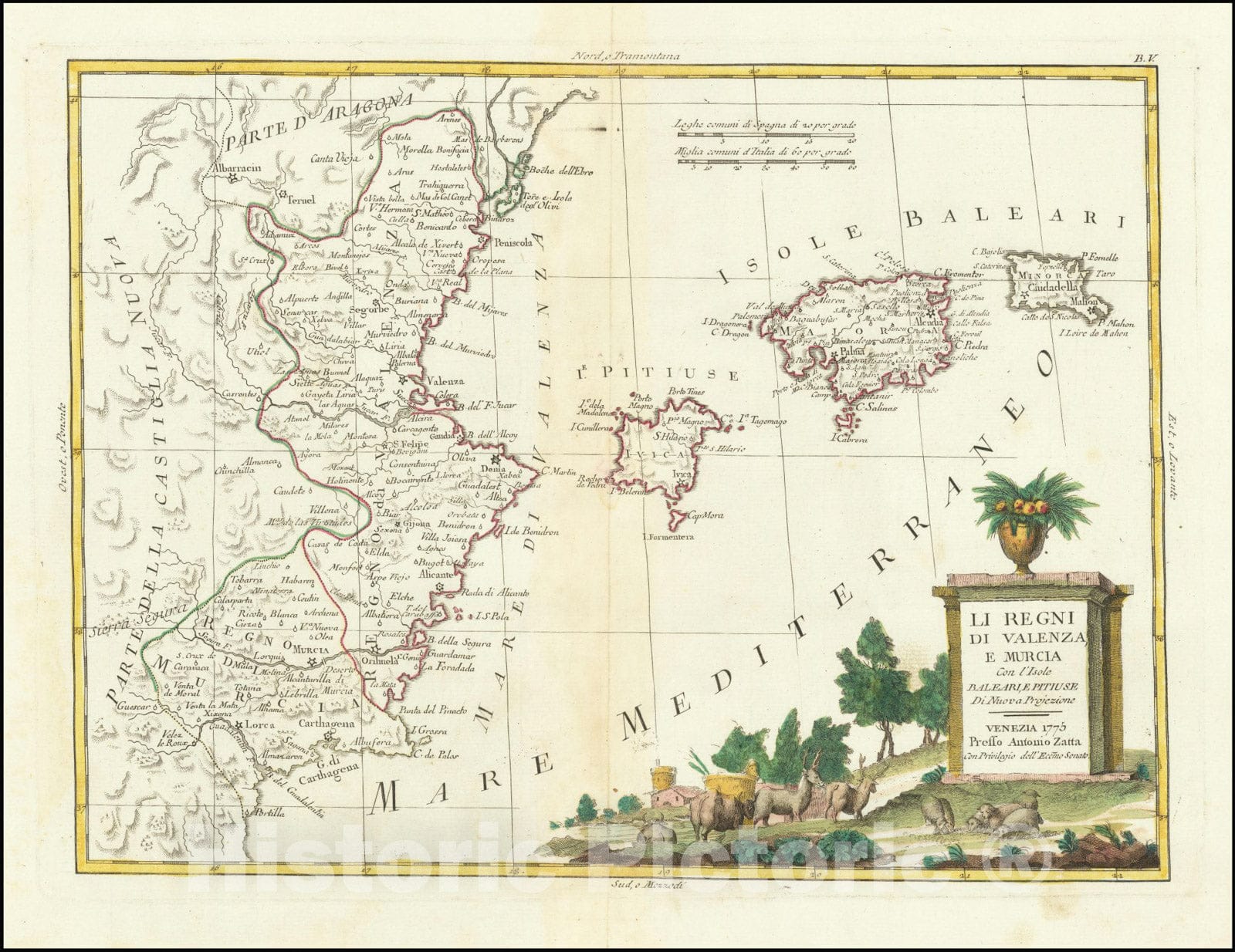 Historic Map : Li Regni Di Valenza e Murcia con l'Isole Baleari, e Pitiuse Di Nuova Projezione , 1785, Vintage Wall Art