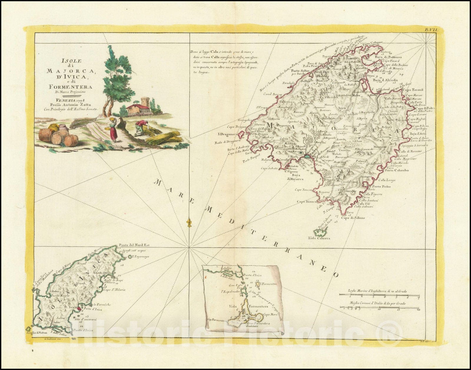Historic Map : Isole di Majorca, D'Ivica e di Formentera Di Nuova Projezione, 1778, 1778, Vintage Wall Art