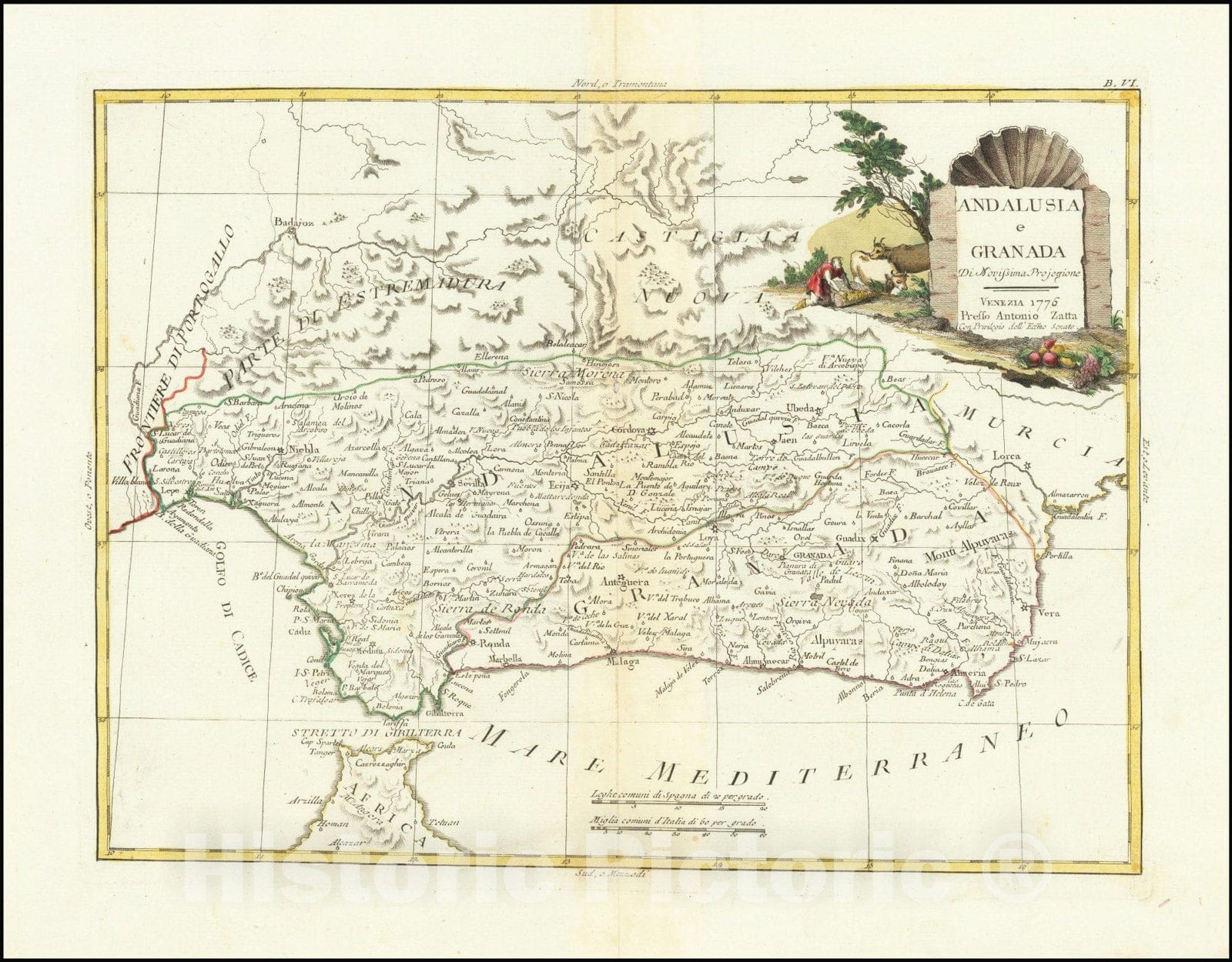 Historic Map : Andalusia e Granada Di Novissima Projezione , 1776, 1776, Vintage Wall Art