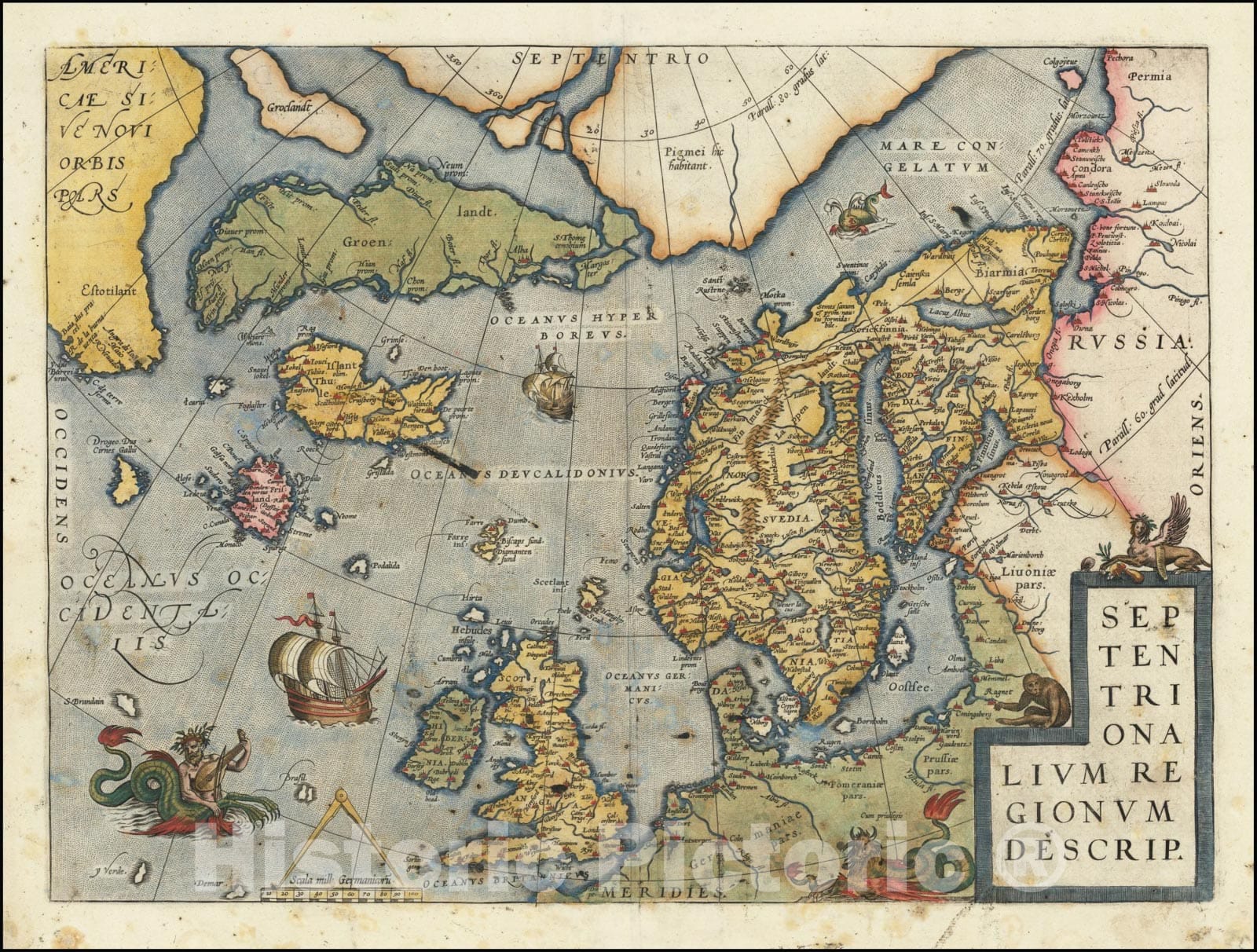 Historic Map : Septentrionalium Regionum Descrip., 1592, Vintage Wall Art