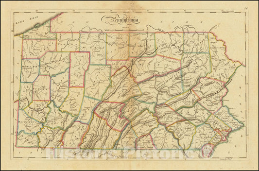 Historic Map : Pennsylvania, 1814, Vintage Wall Art