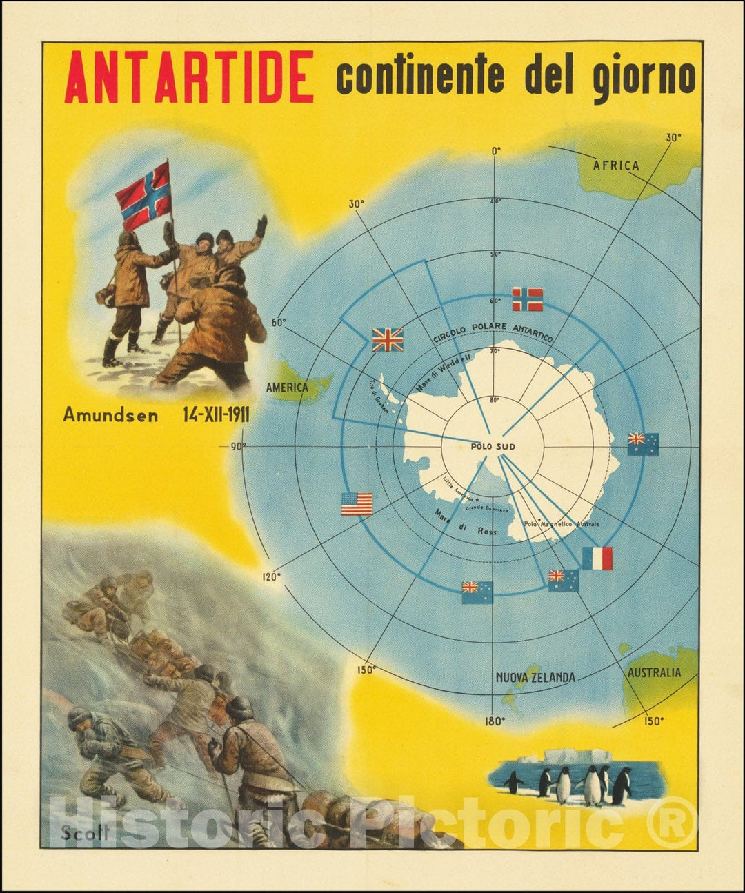 Print : Antartide continente del giorno, 1930, Vintage Wall Art