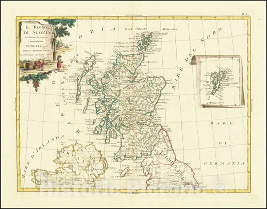 Historic Map : Il Regno di Scozia Di Nuova Projezione . . 1776, 1776, Vintage Wall Art