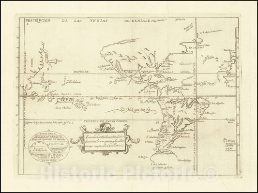 Historic Map : Descripcion De Las Yndias Ocidentales,1601 (1726), Vintage Wall Art