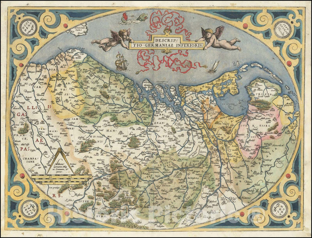 Historic Map : Descriptio Germaniae Inferioris, 1581, Vintage Wall Art