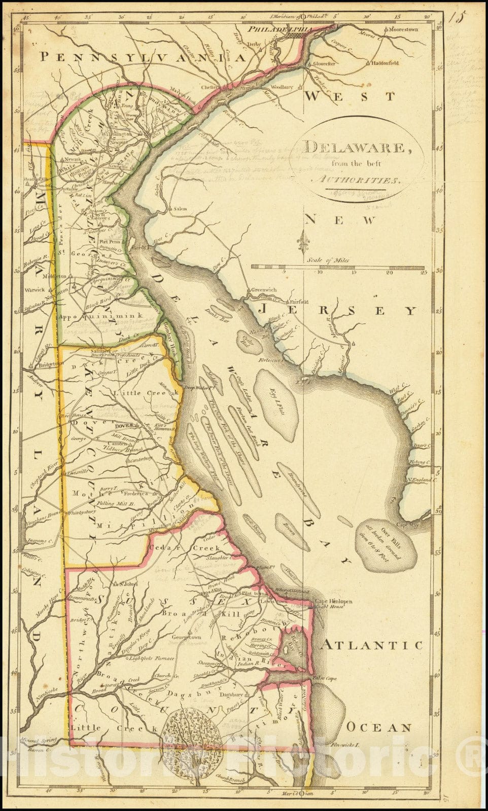 Historic Map : Delaware from the Best Authorities, 1814, Vintage Wall Art