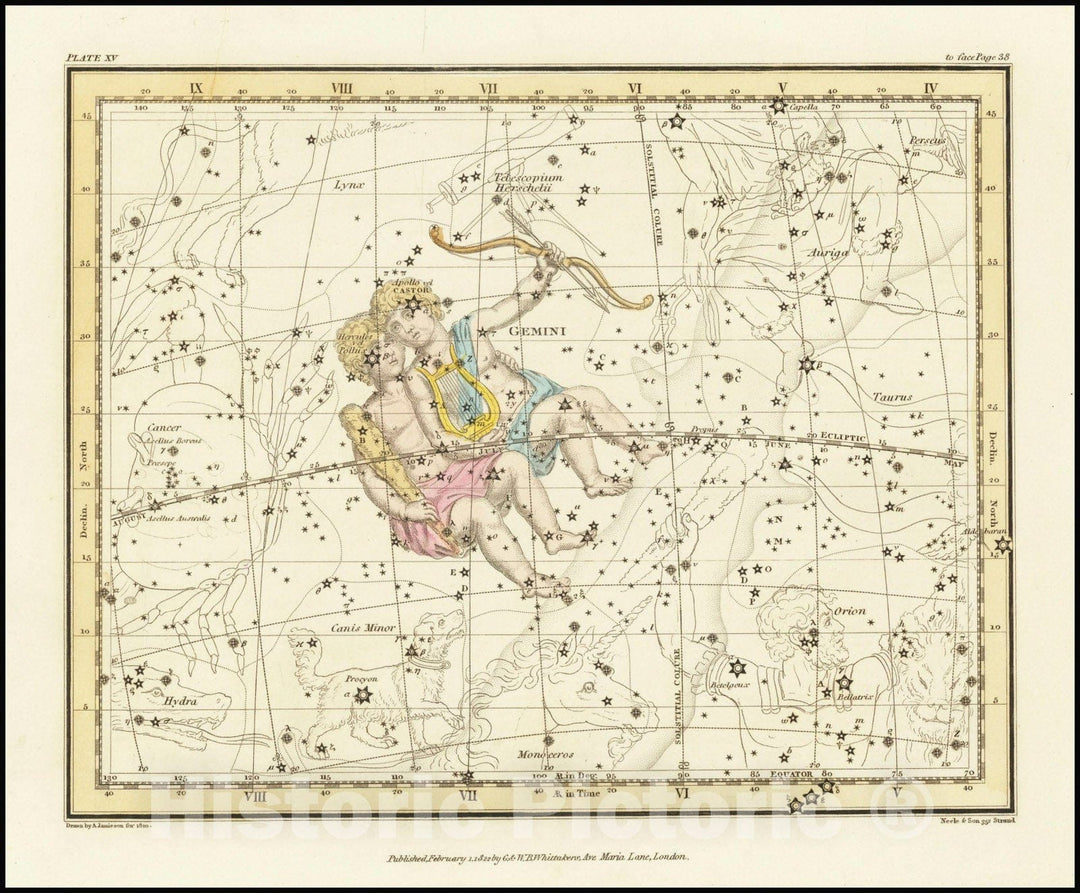 Historic Map : Gemini , 1822 v1, Vintage Wall Art