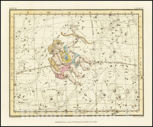 Historic Map : Gemini , 1822 v1, Vintage Wall Art