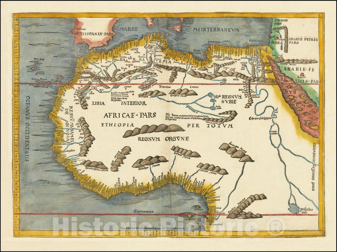 Historic Map : Tabula Moderna Prime Partis Aphricae,  1513, Vintage Wall Art