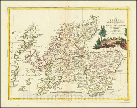 Historic Map : La Scozia Settentrionale Divisa Nelle sue Contee Particolari Di nuova Projezione . . 1779, 1779, Vintage Wall Art