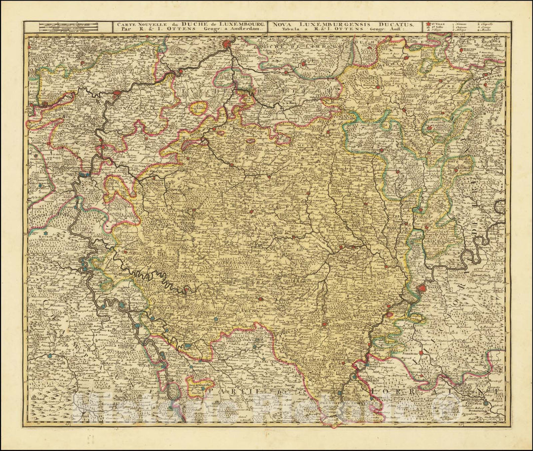 Historic Map : Carte Nouvelle du Duche de Luxembourg .. ., 1720, Vintage Wall Art