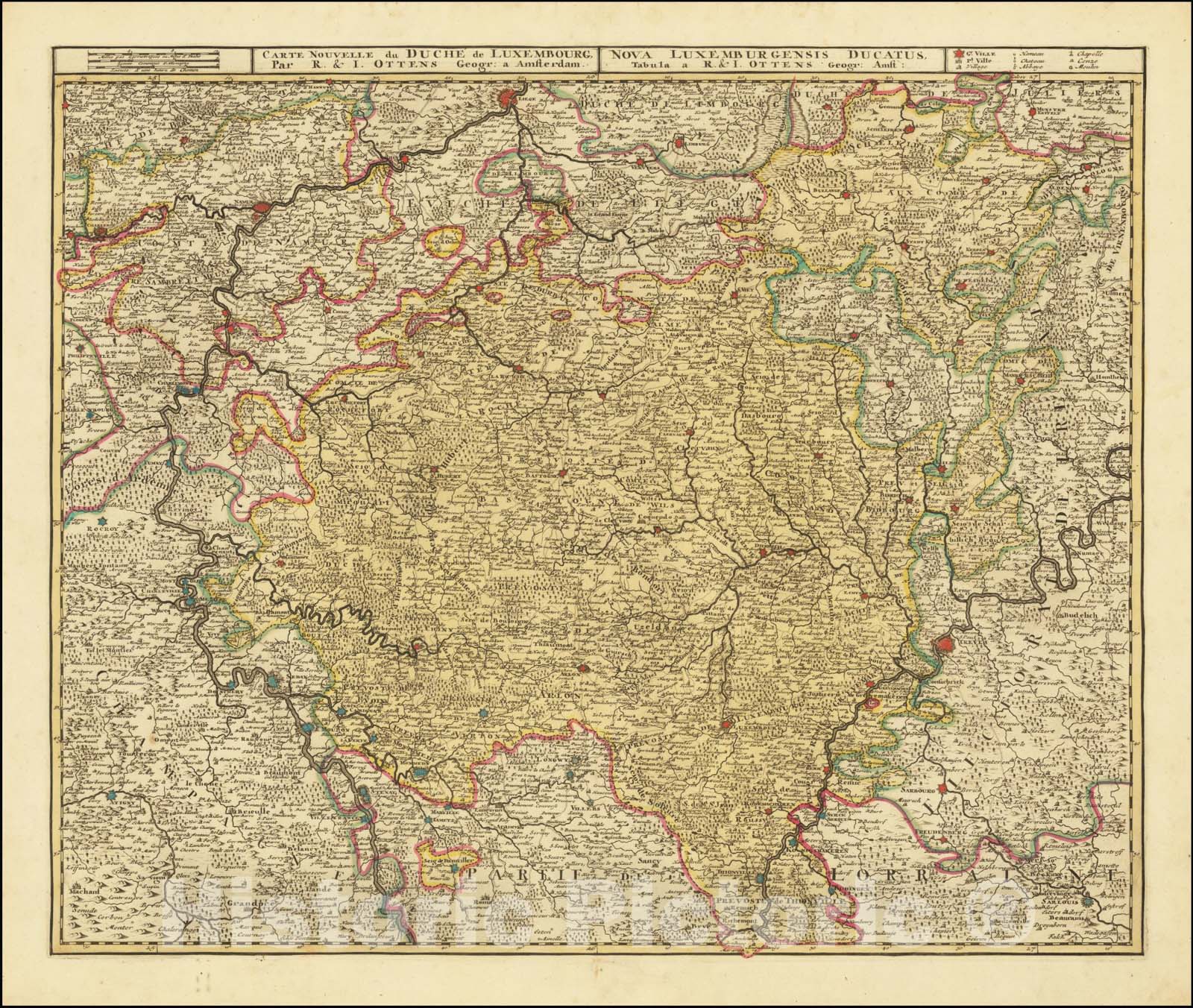Historic Map : Carte Nouvelle du Duche de Luxembourg .. ., 1720, Vintage Wall Art