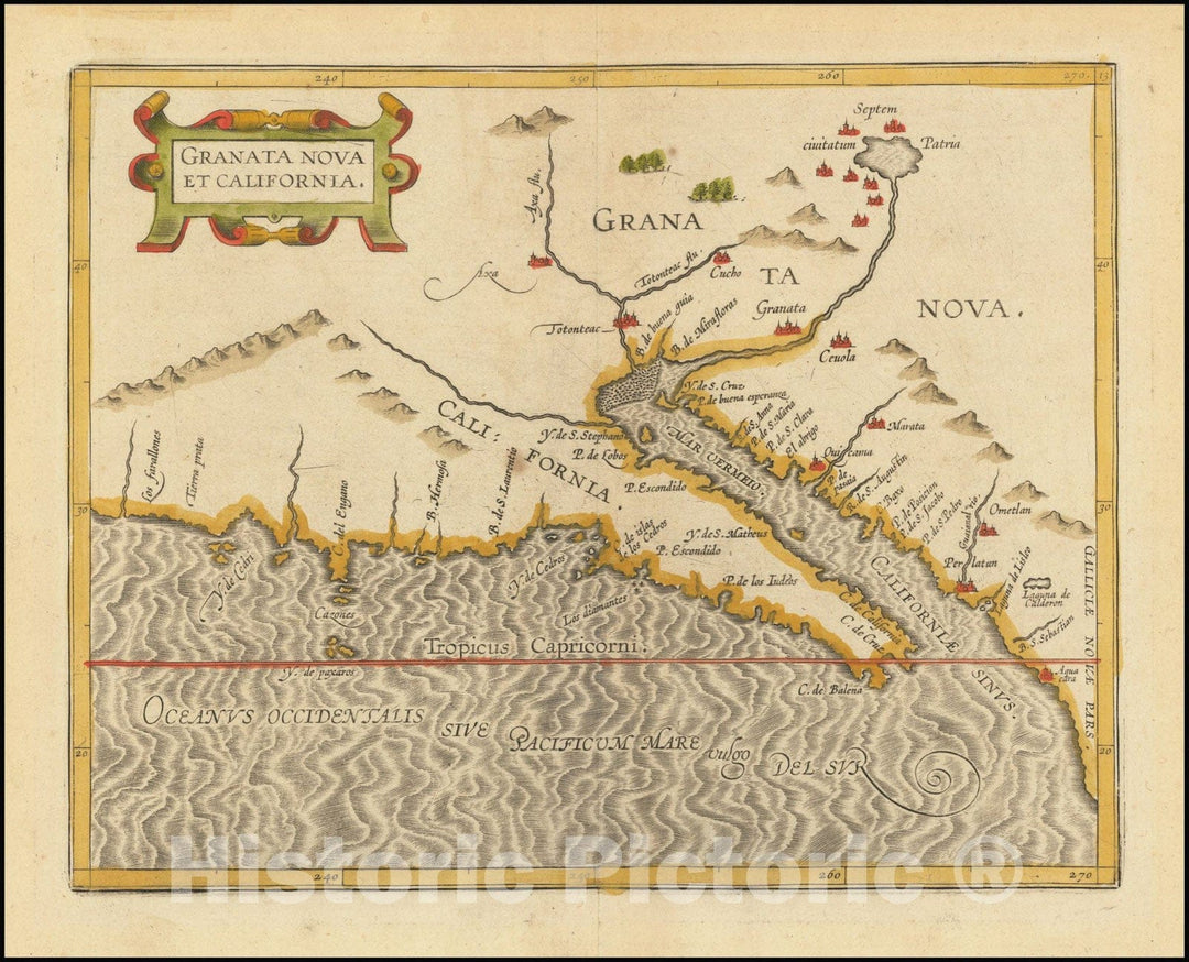 Historic Map : Granata Nova Et California, 1597, Vintage Wall Art