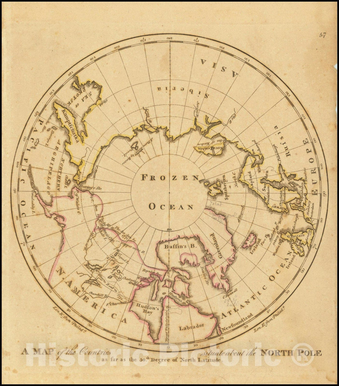 Historic Map : A Countries situate about the North Pole as far as the 50th Degree of North Latitude, 1809, Vintage Wall Art