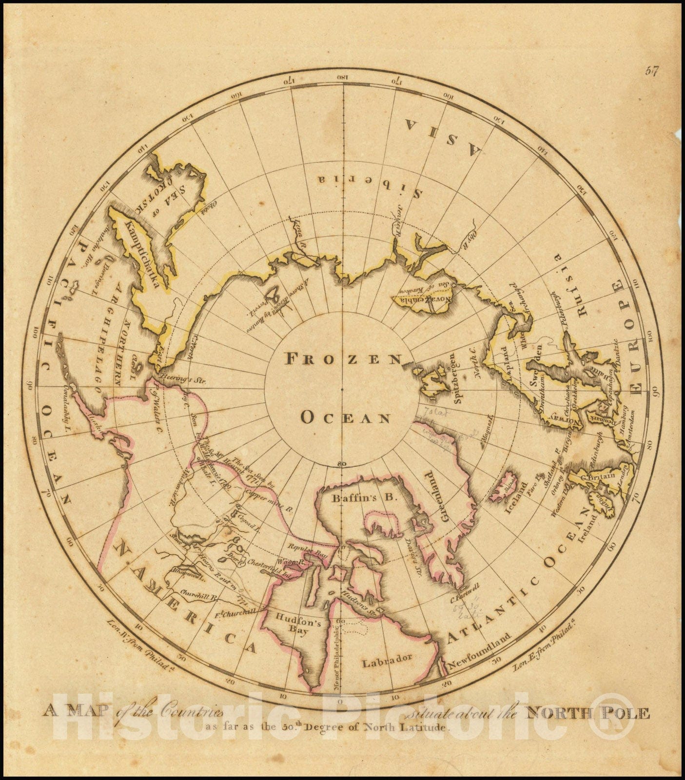 Historic Map : A Countries situate about the North Pole as far as the 50th Degree of North Latitude, 1809, Vintage Wall Art