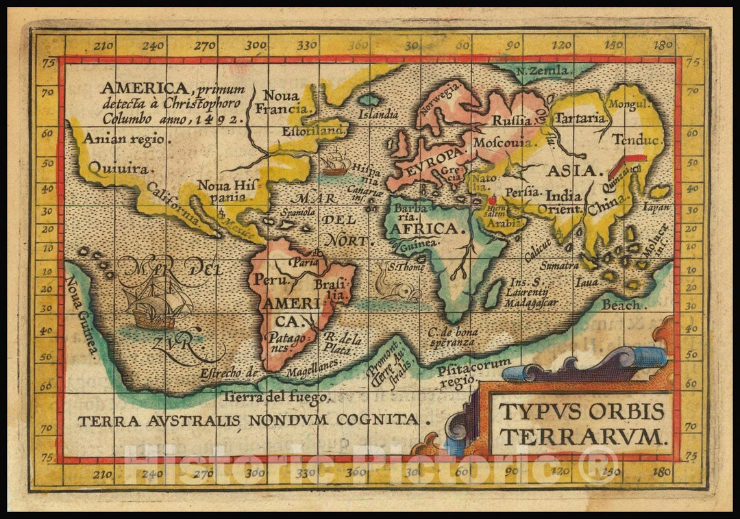 Historic Map : Typus Orbis Terrarum,, Vintage Wall Art