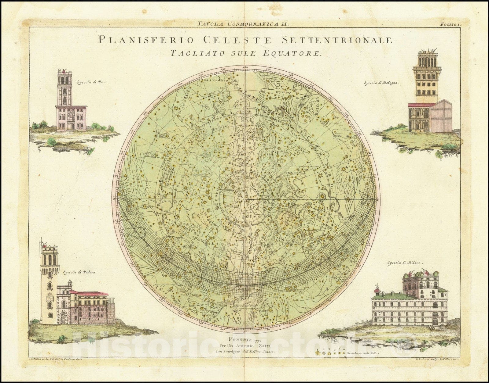 Historic Map : Planisferio Celeste Settentrionale Tagliato Sull' Equatore, 1777, Vintage Wall Art