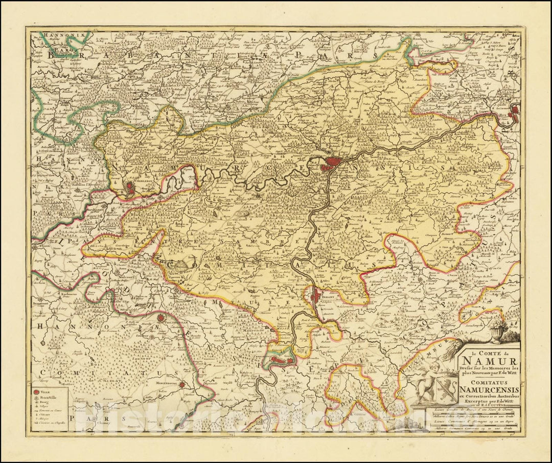 Historic Map : le Comte de Namur,  Comitatus Namurcensis, 1720, Vintage Wall Art