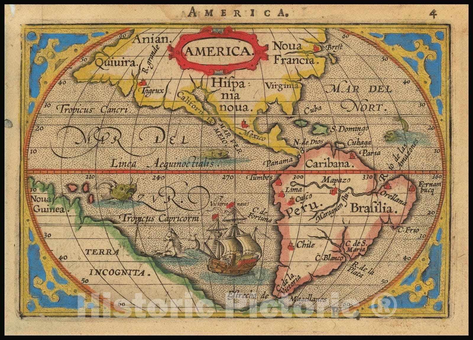 Historic Map : America, 1601, Vintage Wall Art