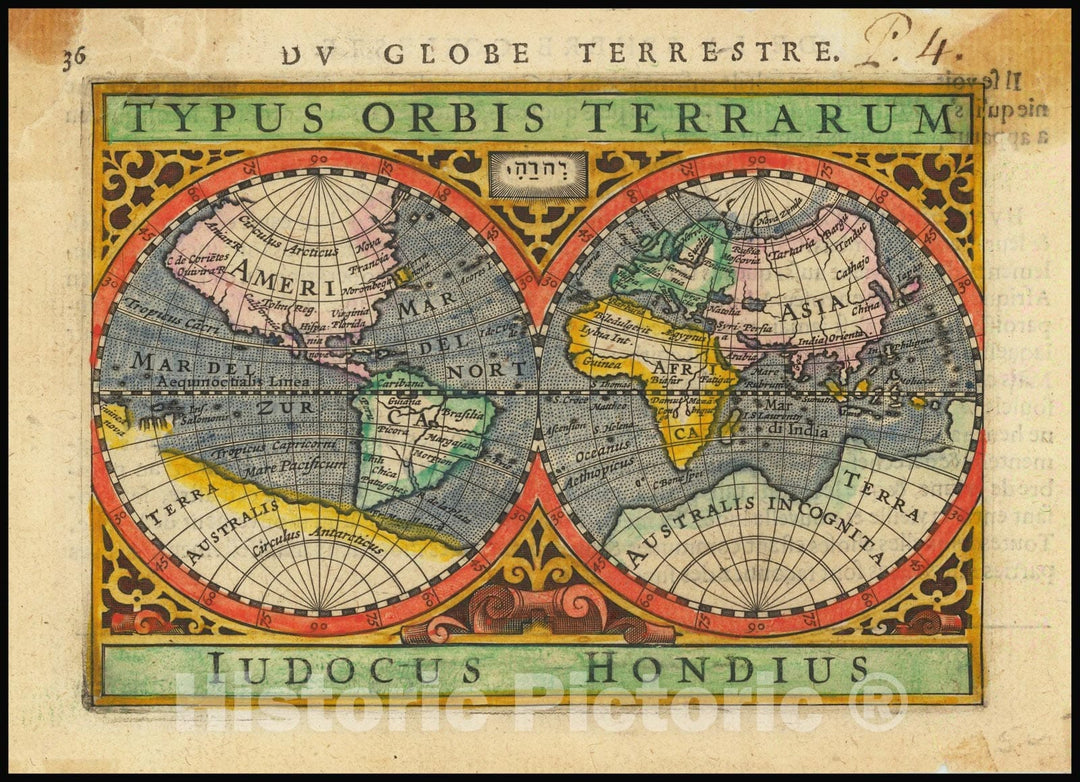 Historic Map : Typus Orbis Terrarum, 1616, Vintage Wall Art