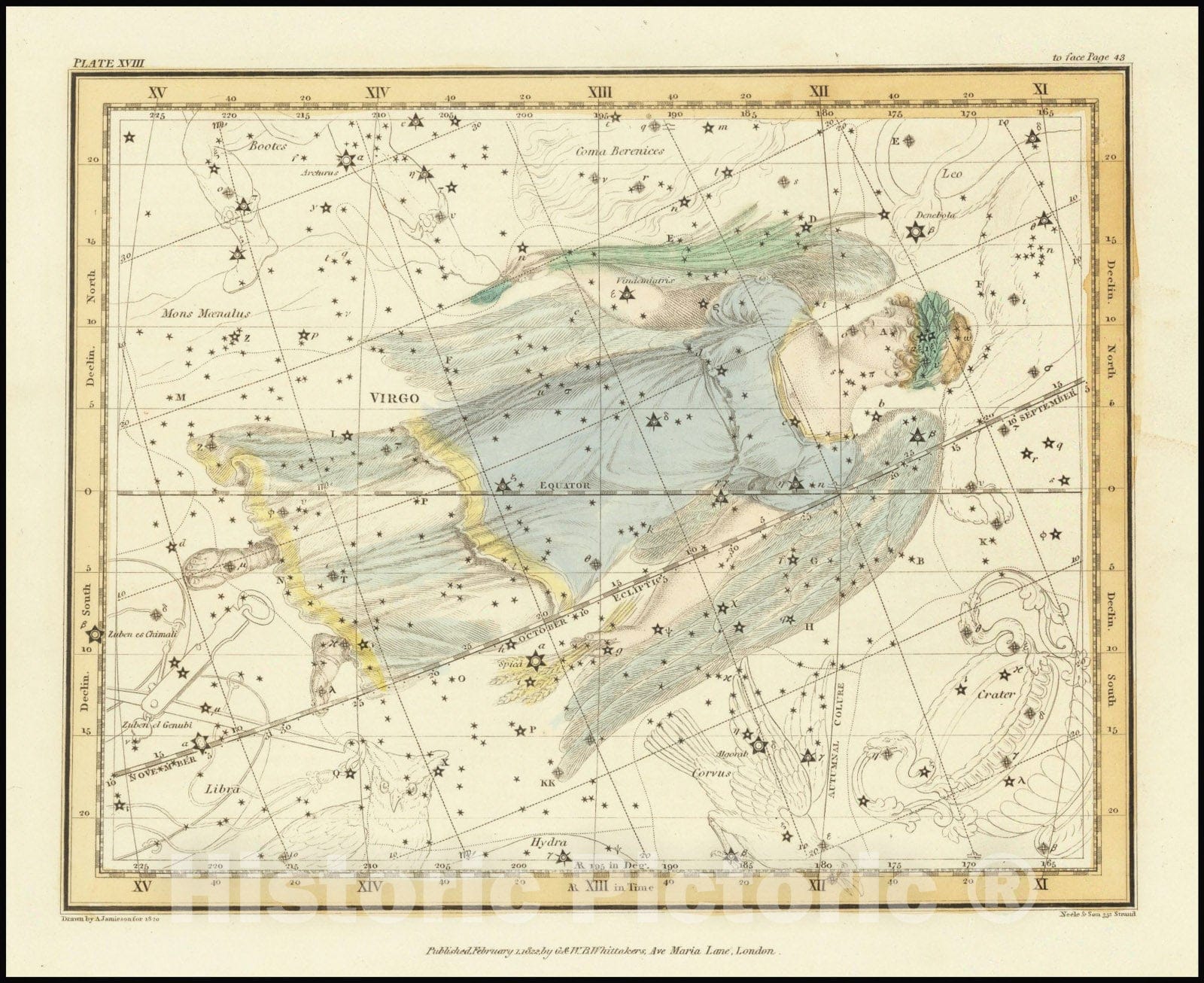 Historic Map : Virgo, 1822 v2, Vintage Wall Art