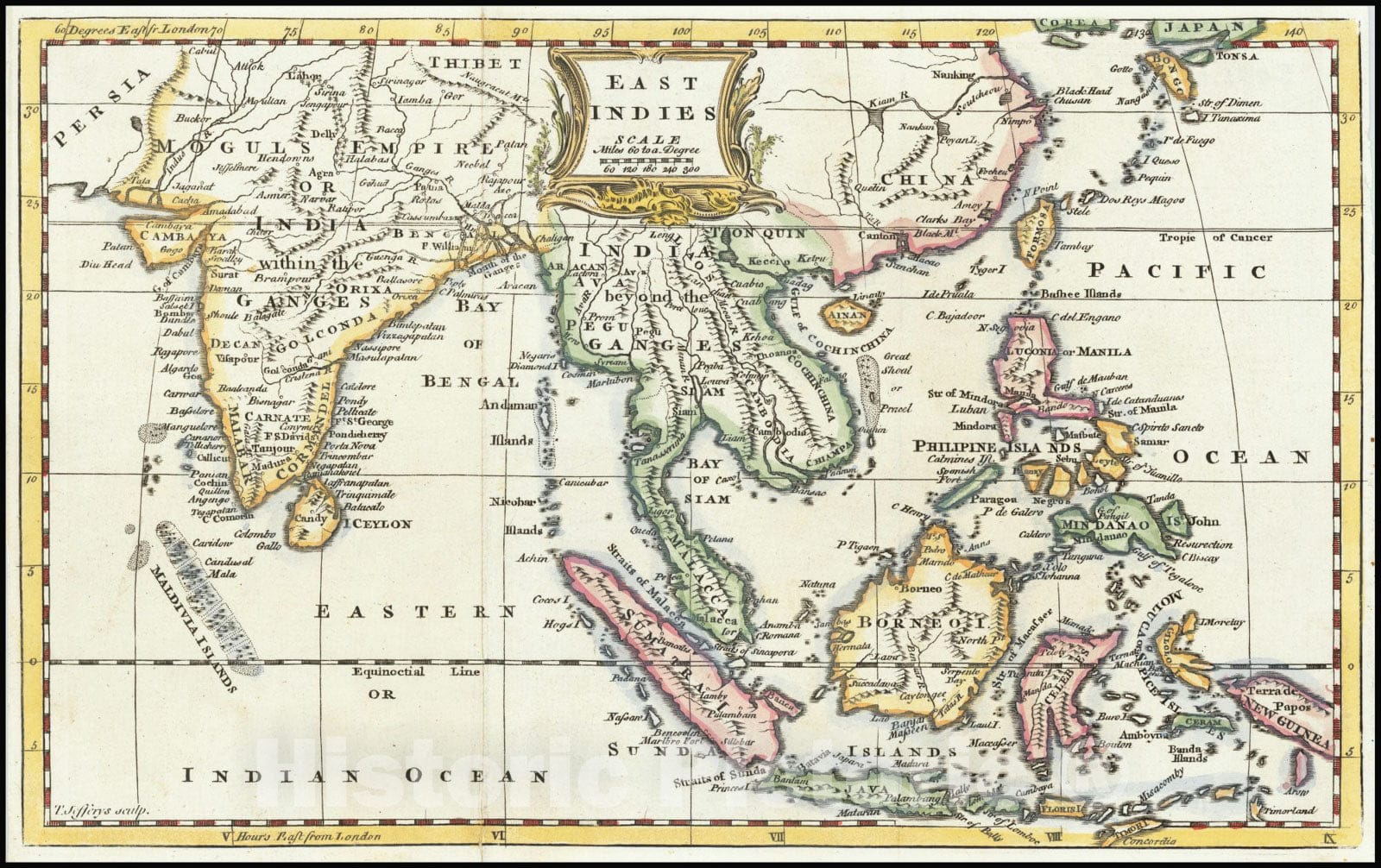 Historic Map : East Indies, 1752, Vintage Wall Art