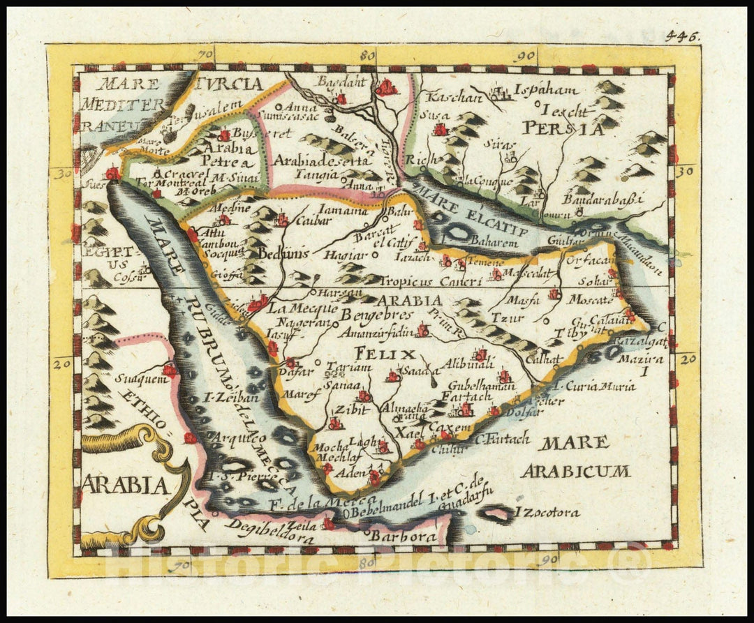 Historic Map : Arabia, 1681, Vintage Wall Art