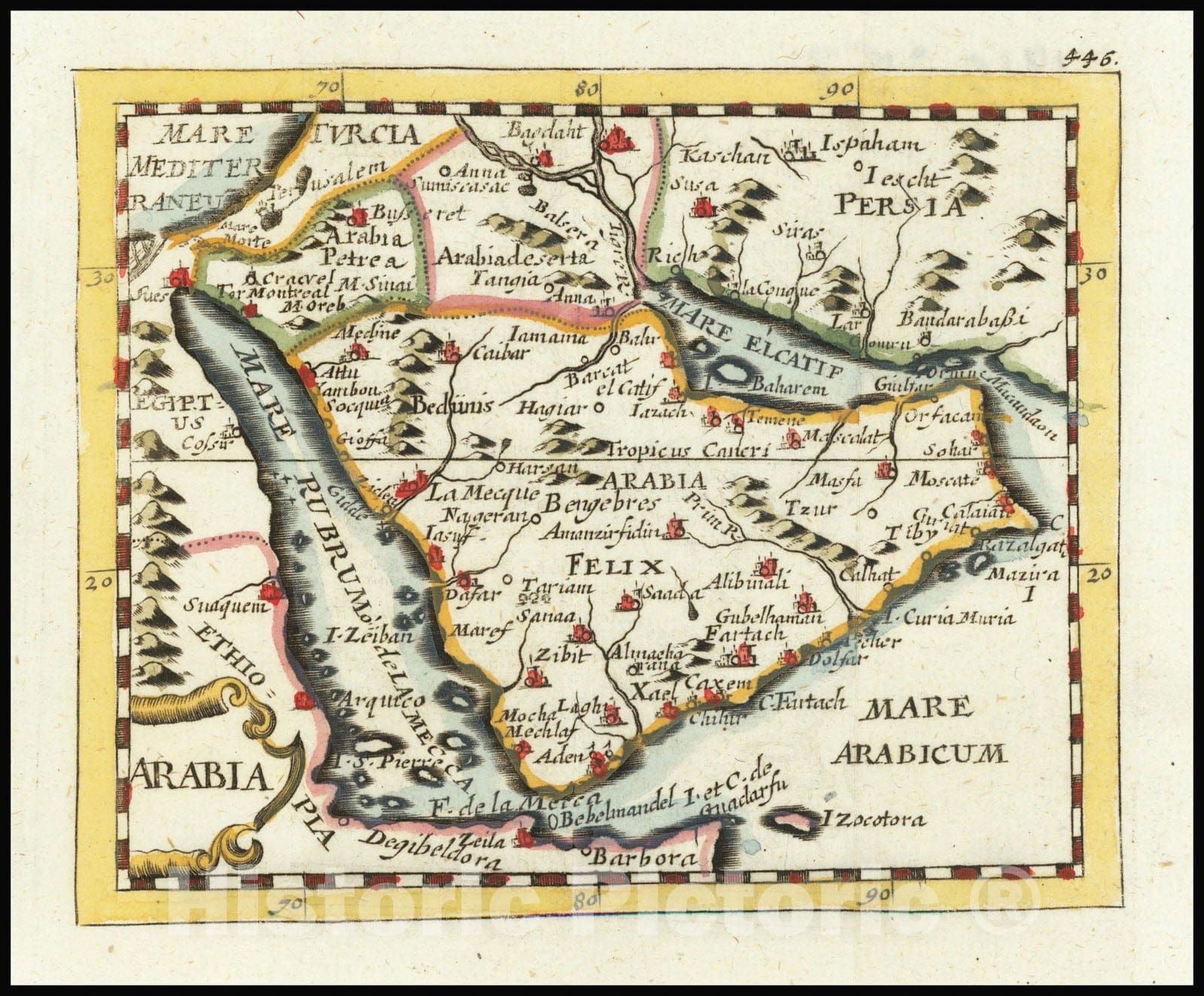 Historic Map : Arabia, 1681, Vintage Wall Art