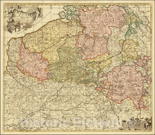 Historic Map : Belgii Regii Accuratissima Tabula Auctore Fredricum de Witt,  1720, Vintage Wall Art