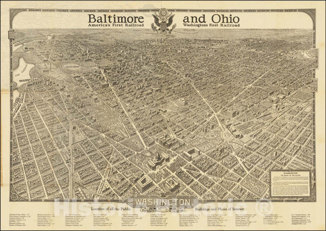 Historic Map : Washington The Beautiful Capital of the Nation, 1921, Vintage Wall Art