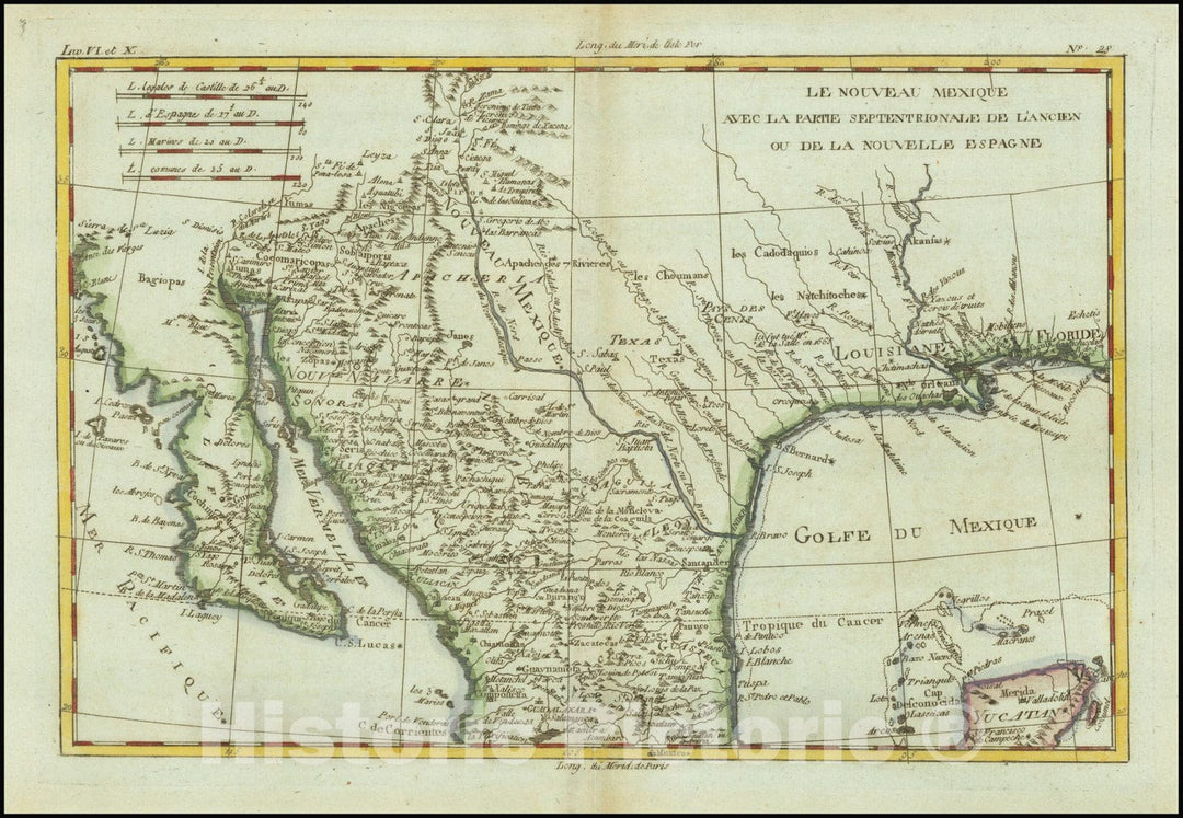 Historic Map : Le Nouveau Mexique, Avec La Partie Septentrionale De L'Ancien, ou De La Nouvelle Espagne, 1780, Vintage Wall Art