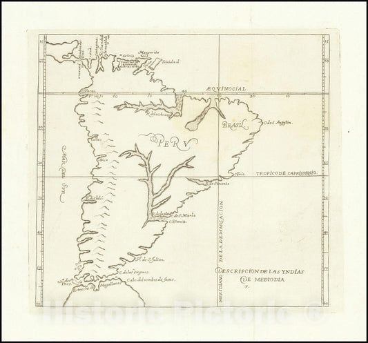 Historic Map : South America,1601 (1730), Vintage Wall Art