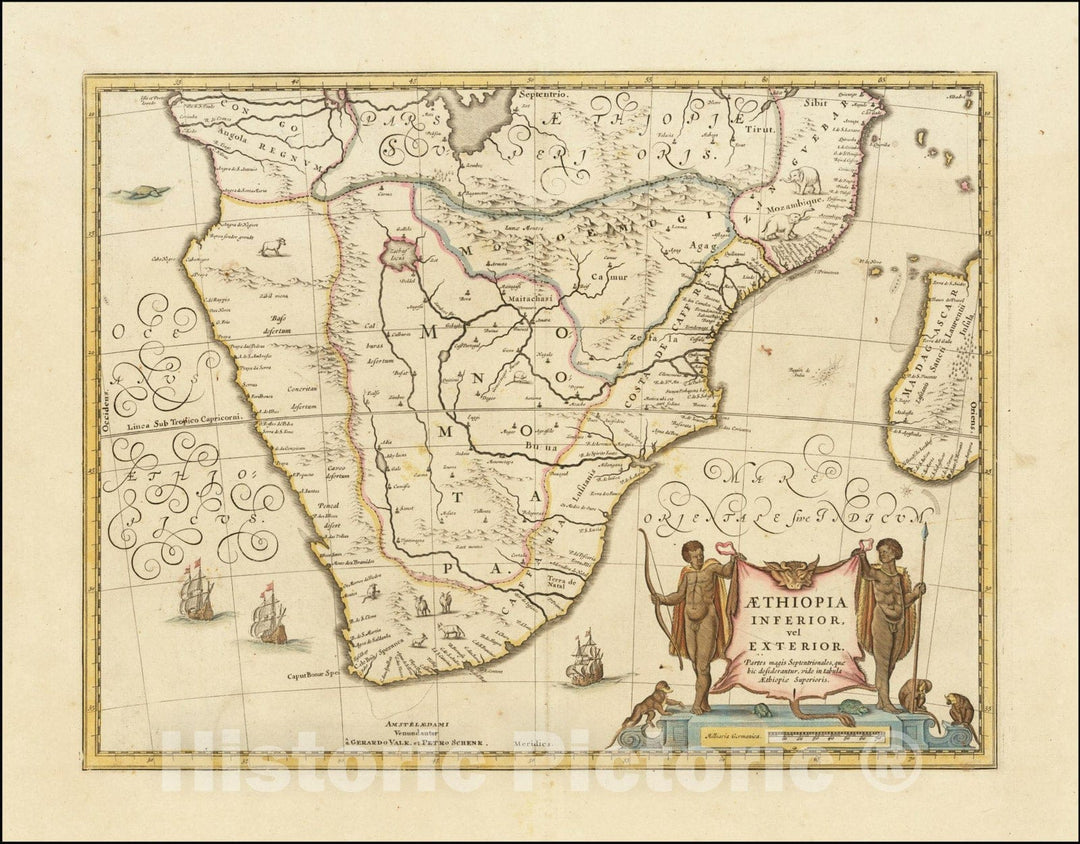 Historic Map : Aethiopia Inferior vel Exterior, ., 1695, Vintage Wall Art