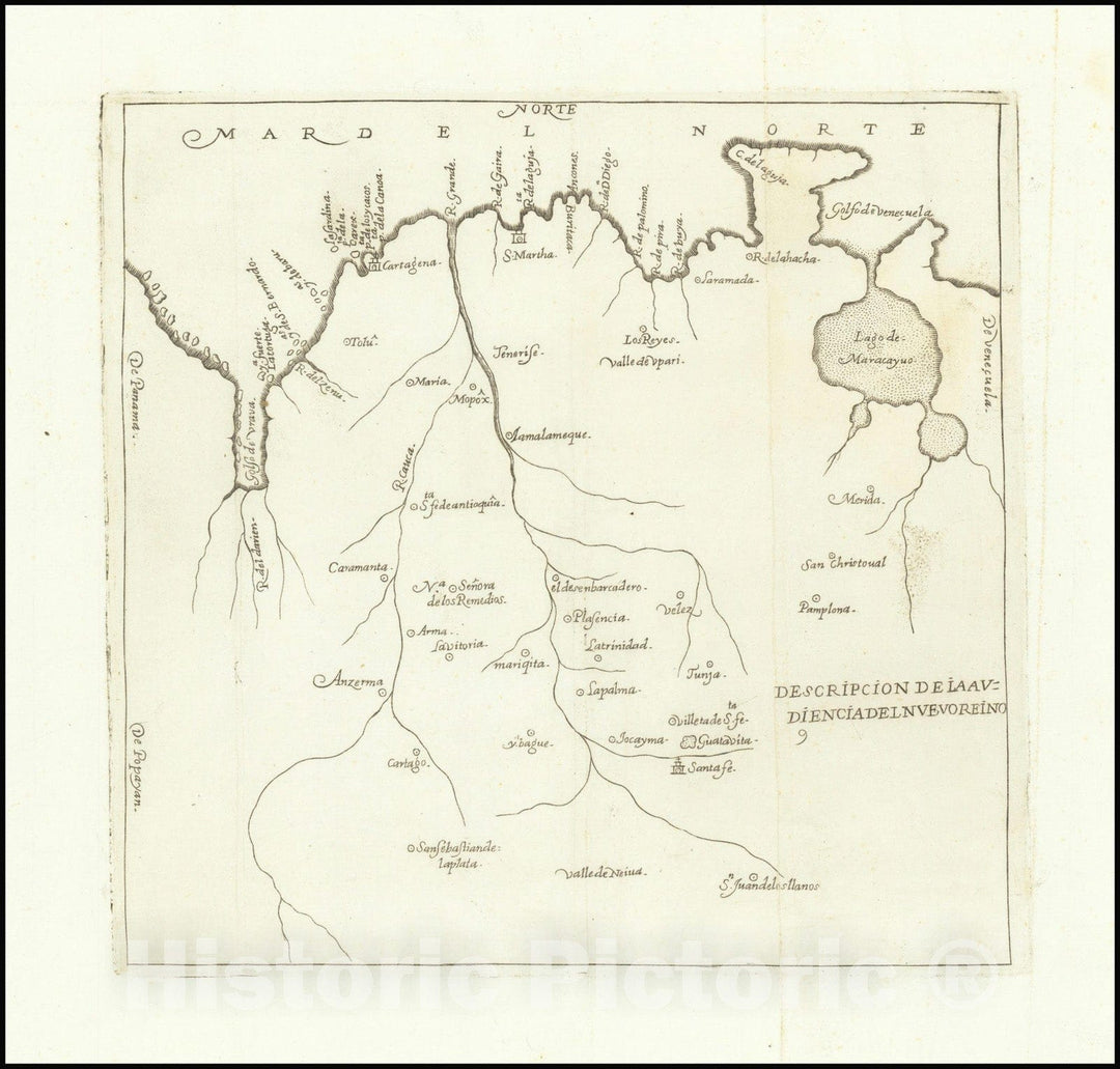 Historic Map : Descripcion Del Destricto Del Audiencia Del Nuevo Reino,1601 (1730), Vintage Wall Art