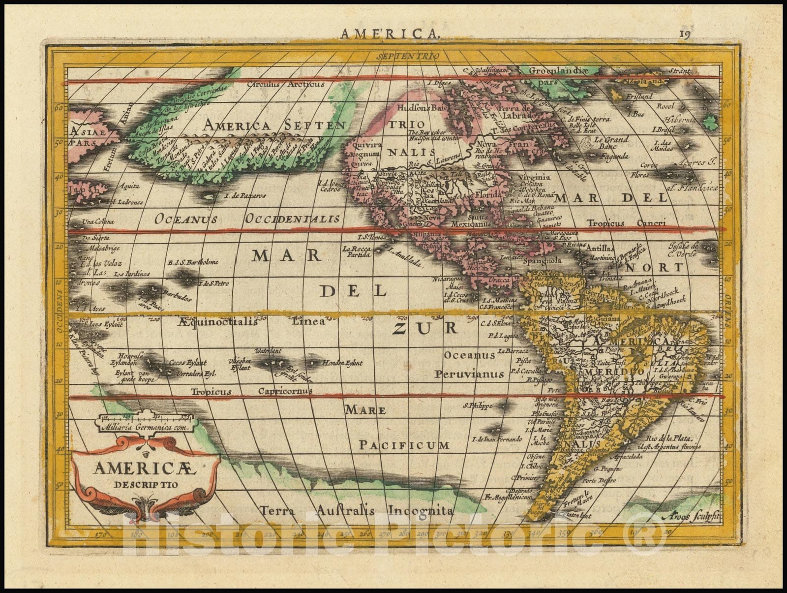 Historic Map : Americae Descriptio, 1631 v1, Vintage Wall Art