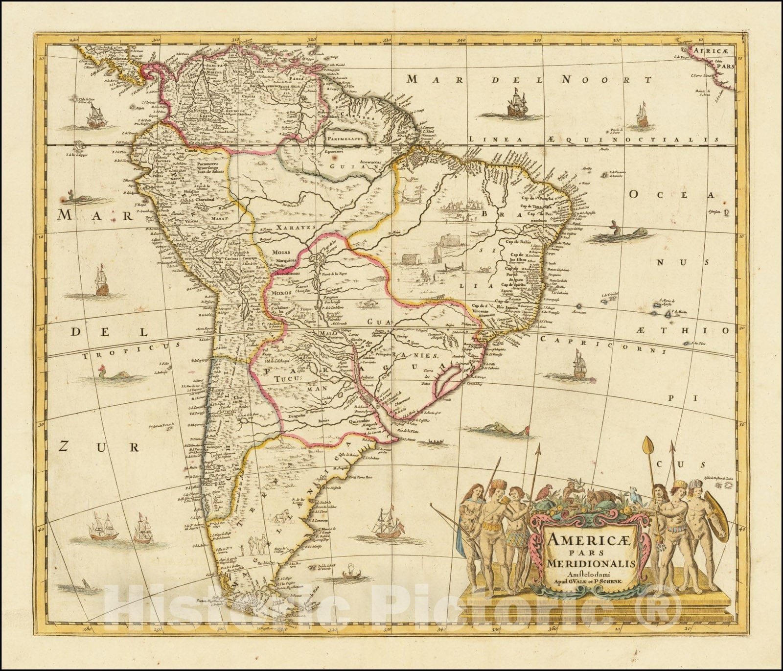 Historic Map : Americae Pars Meridionalis, 1690, Vintage Wall Art