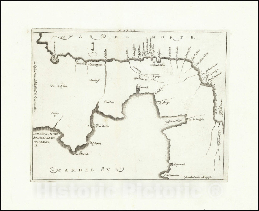 Historic Map : Descripcion Del Audiencia de Panama,1601 (1730), Vintage Wall Art