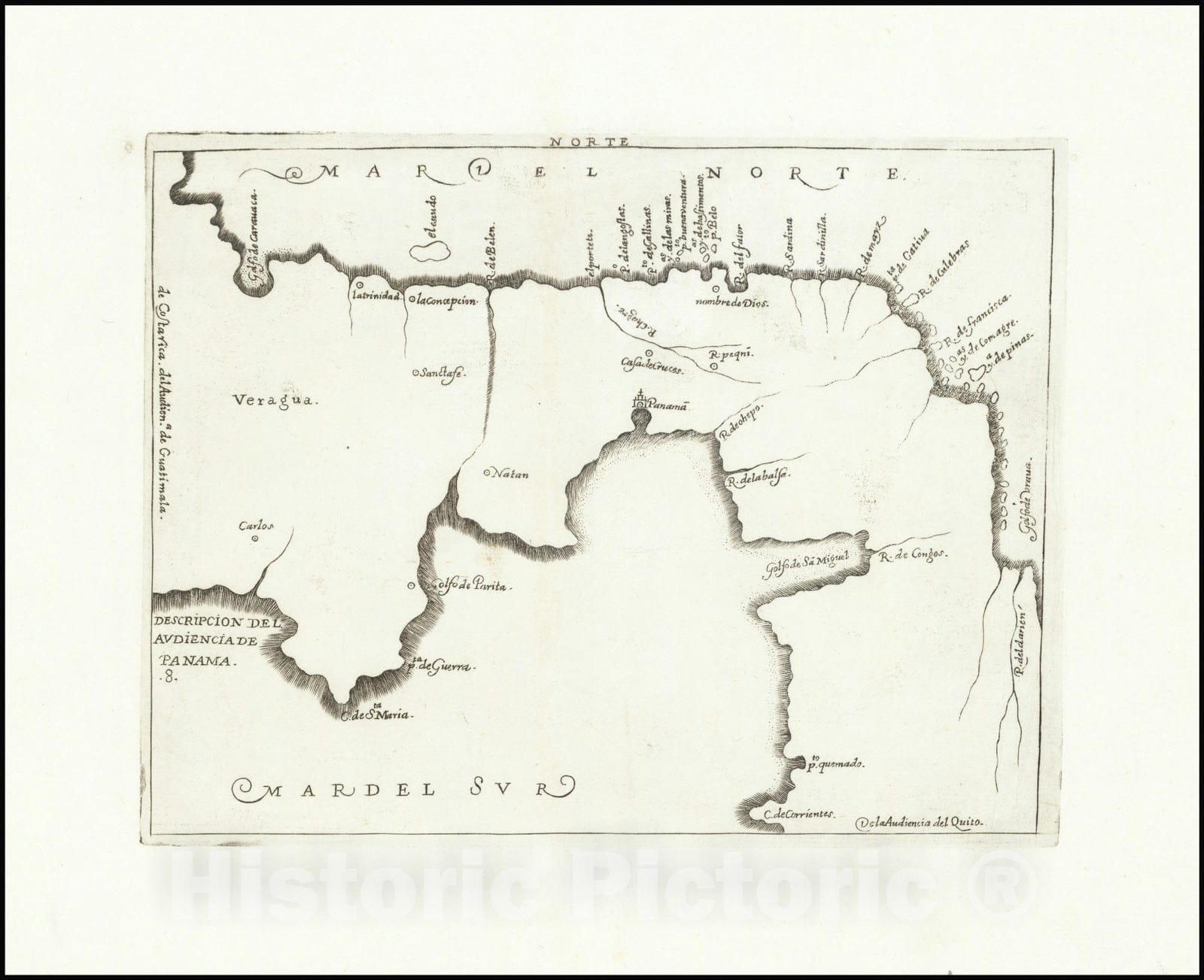 Historic Map : Descripcion Del Audiencia de Panama,1601 (1730), Vintage Wall Art