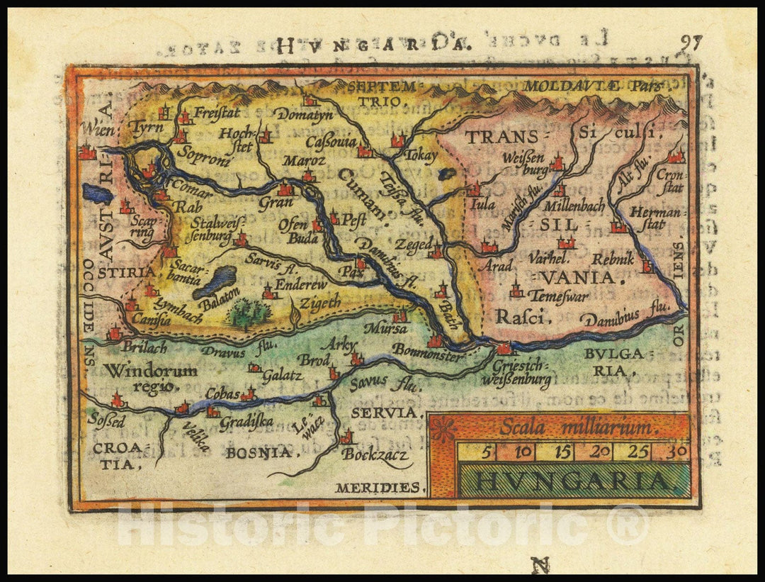 Historic Map : Hungaria, 1601, Vintage Wall Art