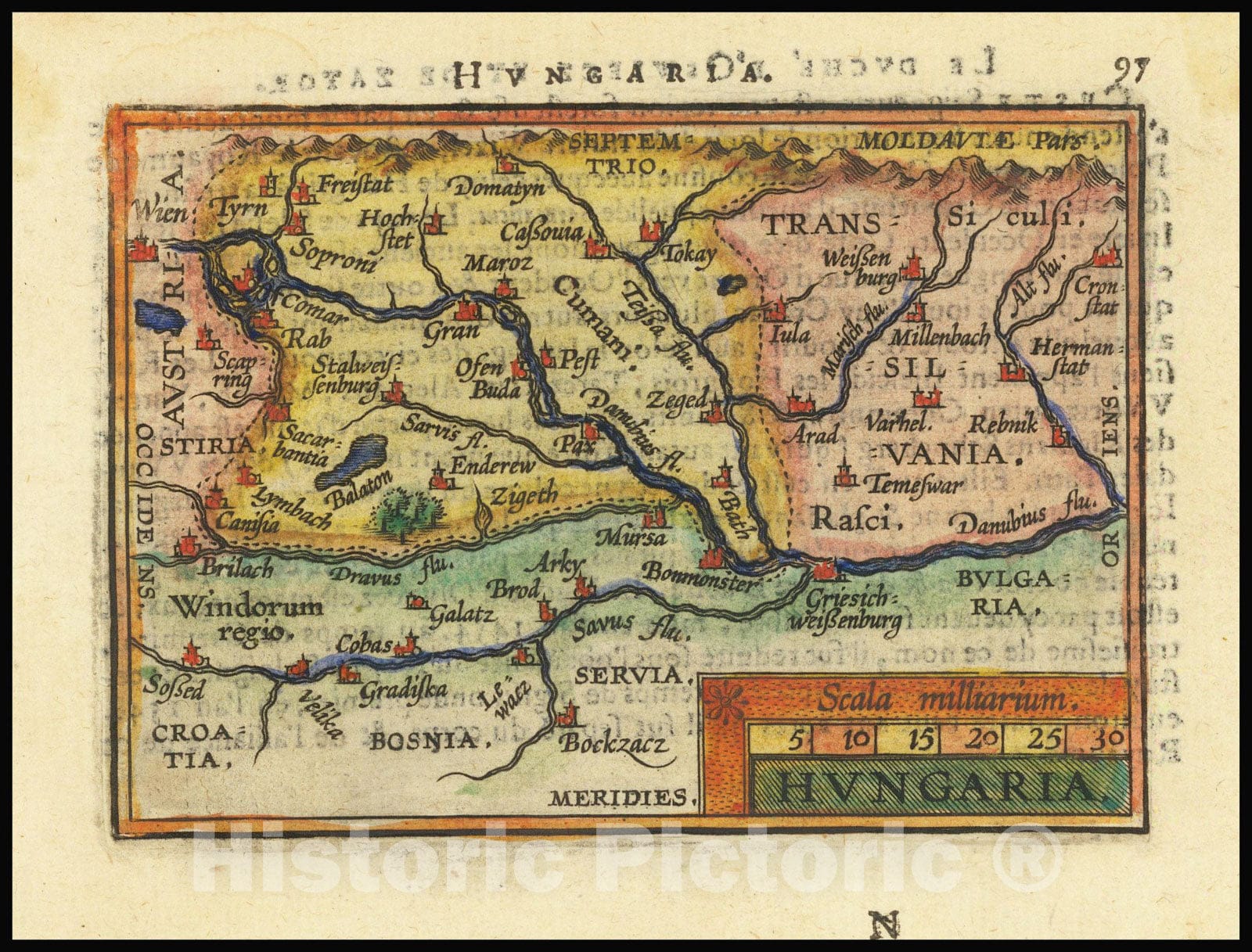 Historic Map : Hungaria, 1601, Vintage Wall Art