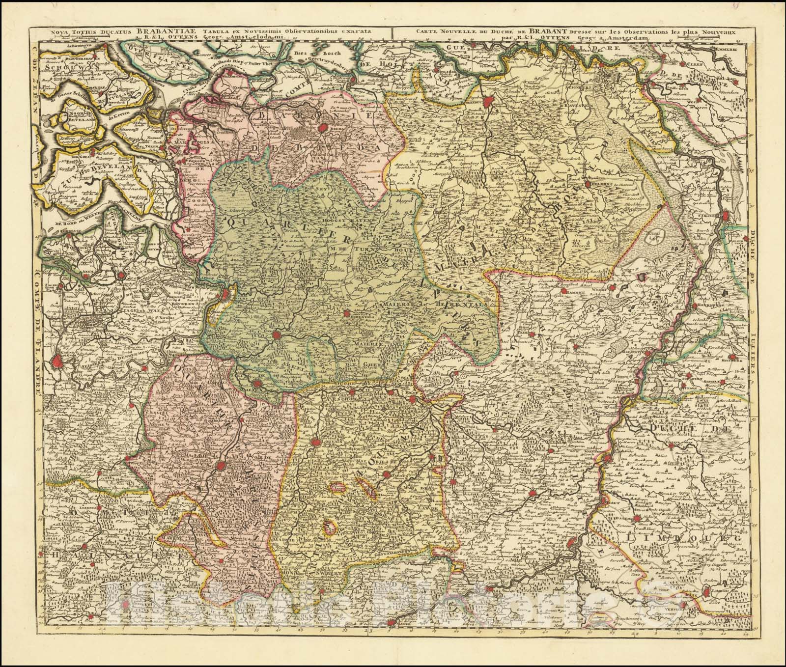 Historic Map : Nova Totius Ducatus Brabantiae Tabula ex Novissimis Observationibus exarata,  1720, Vintage Wall Art