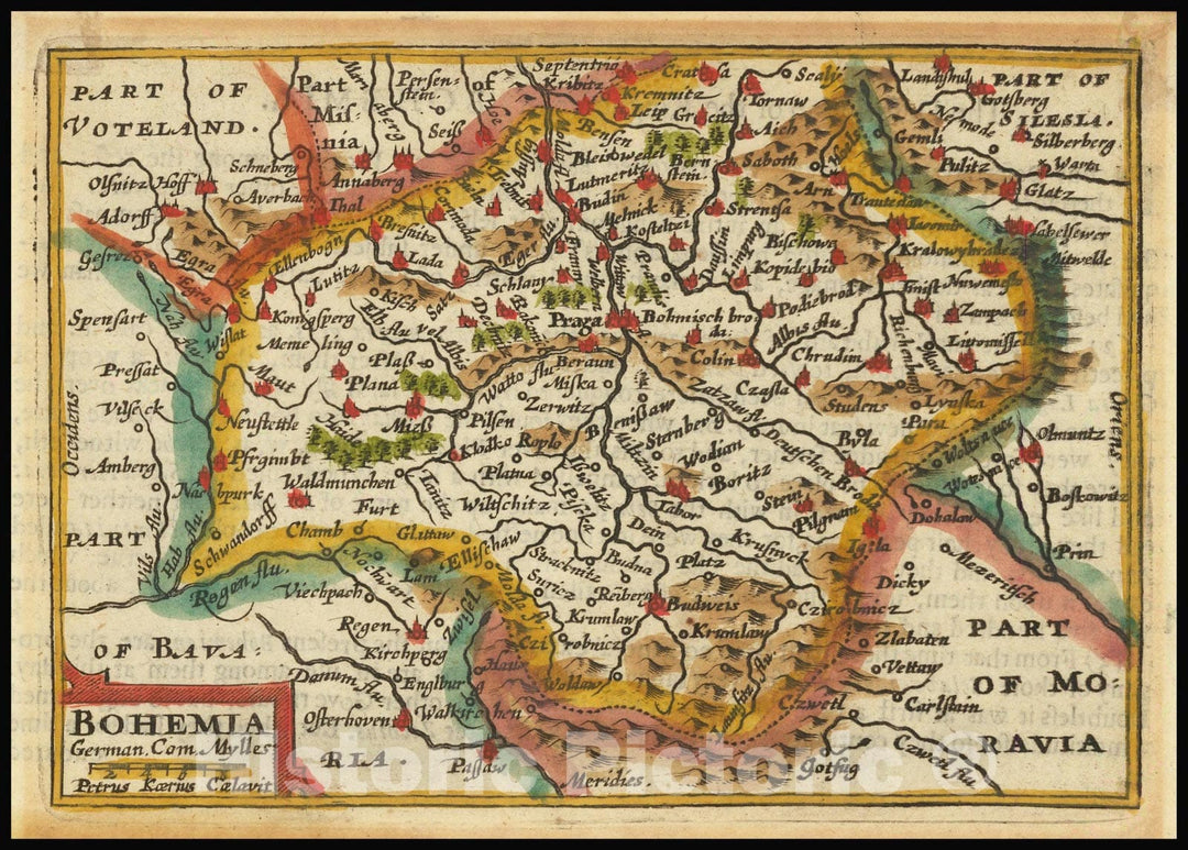 Historic Map : Bohemia, 1646, Vintage Wall Art