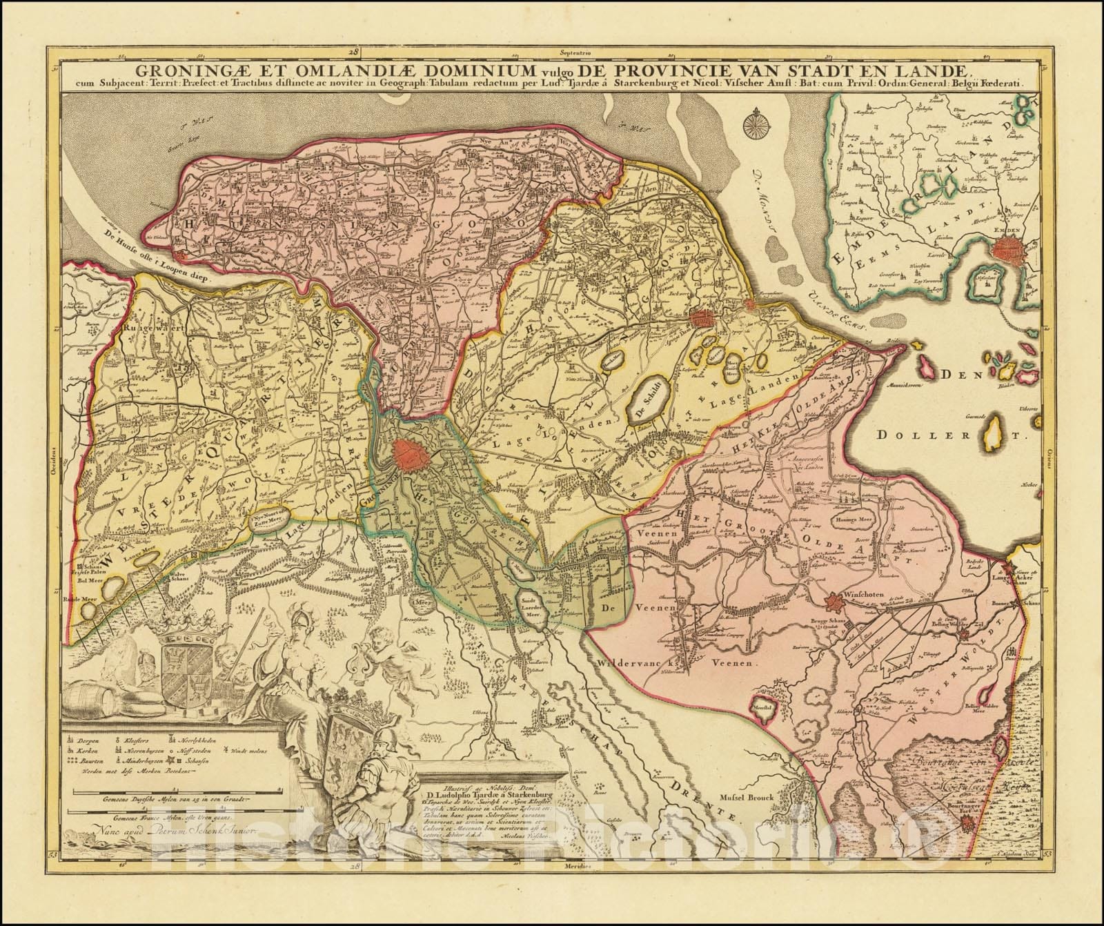 Historic Map : Groningae et Omlandiae Dominium vulgo De Provincie van Stadt en Lande,  1700, Vintage Wall Art