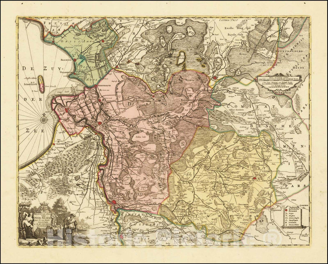 Historic Map : Transisalania Vulgo Over-Yessel.Auct N. ten Have,  1720, Vintage Wall Art