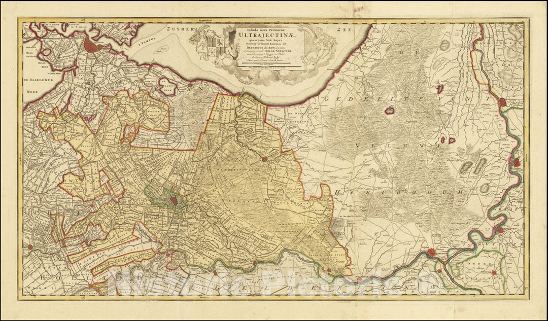 Historic Map : Tabula nova Provinciae Ultrajectinae, quam jussu Nob: hujus Dominij Ordinum Emensus esat Bernardus du Roy, 1700, Vintage Wall Art