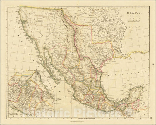 Historic Map : Mexico, Republic of Texas!, 1842, Vintage Wall Art