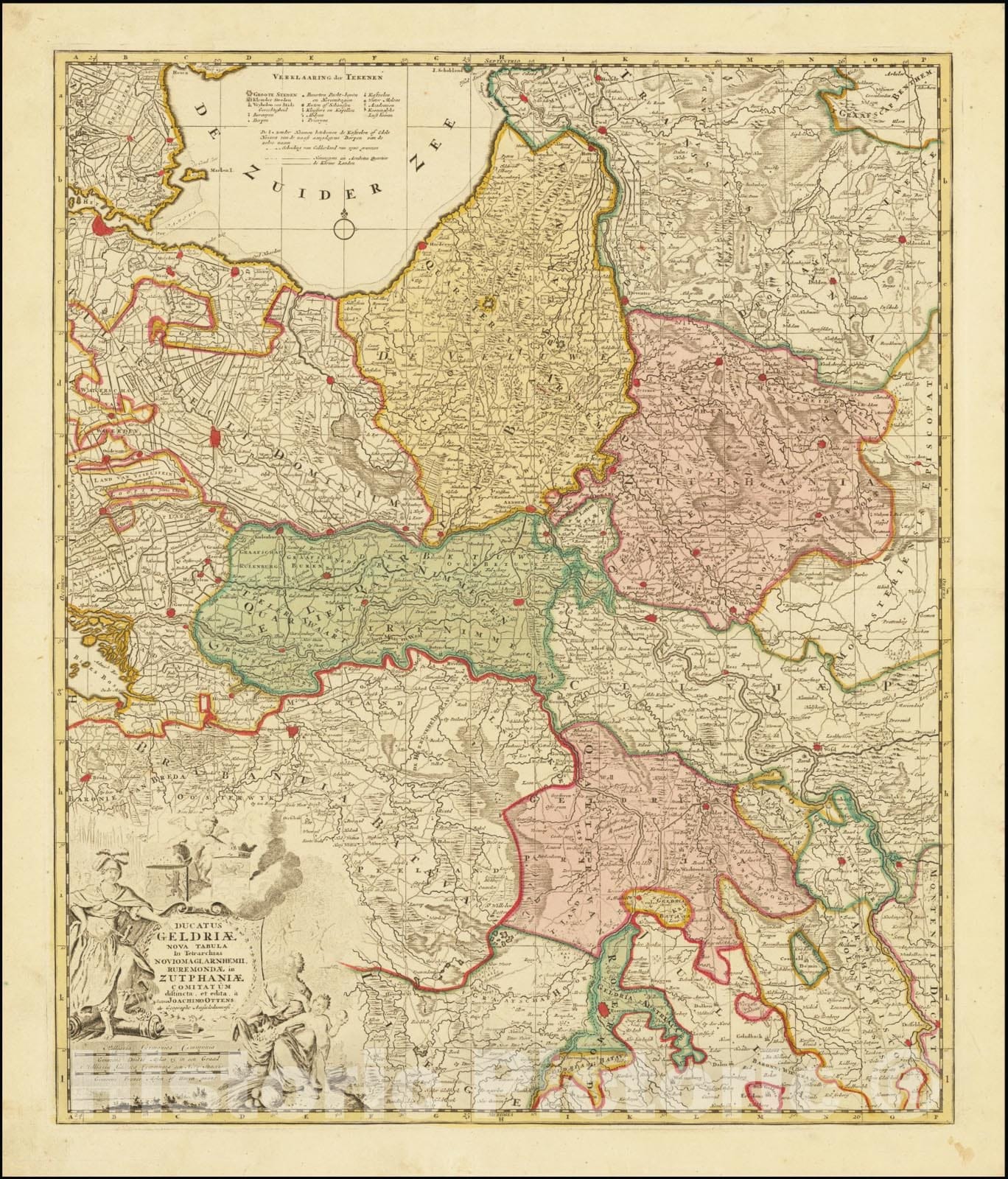 Historic Map : Ducatus Geldriae Nova Tabula In Tetrarchias Noviomagi, Arnhemii, Ruremondae in Zutphaniae Comitatum distincta,  1720, Vintage Wall Art